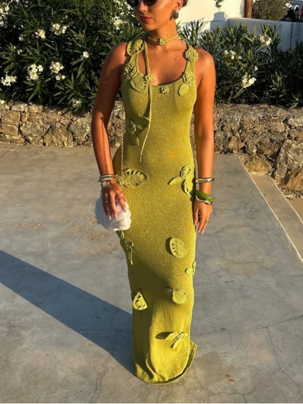 Olive Green Knit Maxi Dress